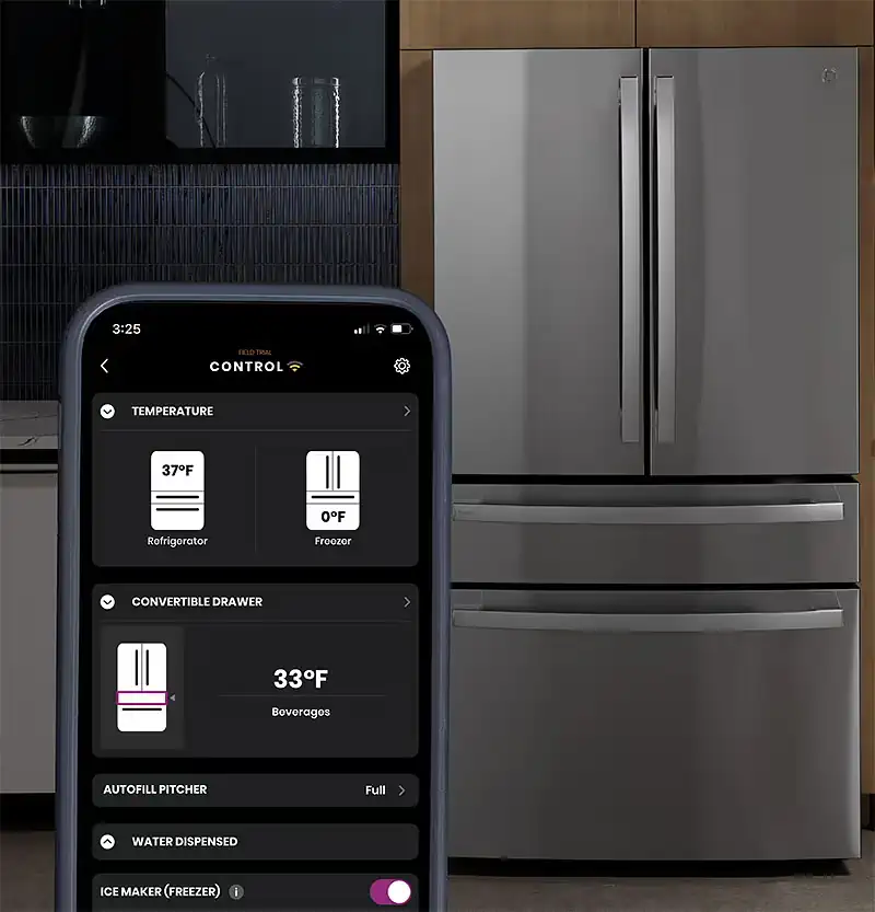 GE refrigerator with smart features